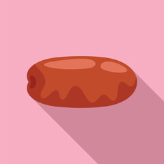 Wall Mural - Dried date fruit icon showing seed, flat style, isolated on a pink background