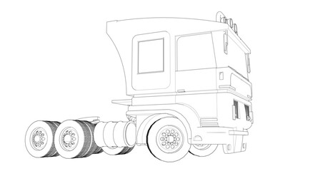 Wall Mural -  truck sketch concept 3d rendering