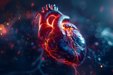 Wall Mural - A closeup shot of a beating heart, captured by an electrocardiogram, showcasing the scientific understanding of life fundamental processes