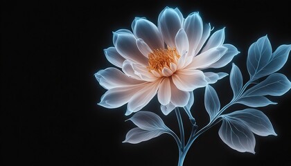 Wall Mural - X-ray image of flower isolated on black