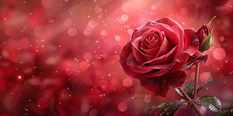 a red romantic background with red roses