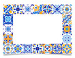 © Viktoria - Frame with blue tiles, mediterranean style, vector