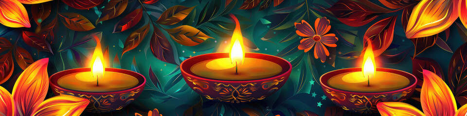 Poster - Traditional oil lamp on diwali festival