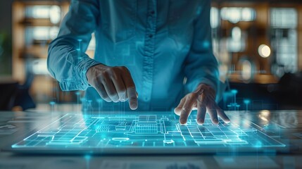 Poster - engineer using digital tablet for design