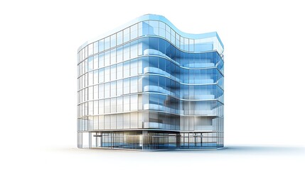 Modern business building isolate on white background. Architectural concept, 3d rendering