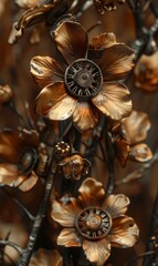 Canvas Print - Ornate metal flowers. AI.