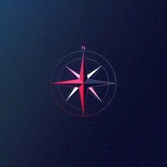 Poster - A sleek compass in red and black on a navy background, ideal for navigation apps and travel services, highlighting direction and guidance. Generative AI
