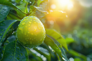 Wall Mural - beautiful green avocado on a tree