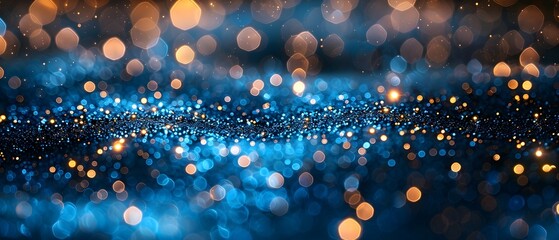 Poster - blue and yellow glitter background. Shiny metal or glass effect. 