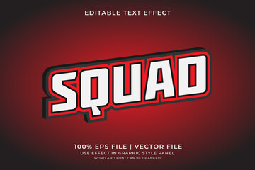 Poster - 3d text effect Squad editable vector. Text effect about game, community, team, and squad logo