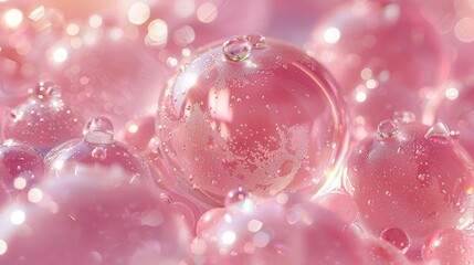 Wall Mural - Pink Bubble Bliss in a Sparkling Bokeh Background