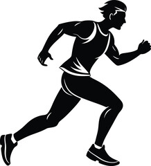 Illustration of a running  man black and white