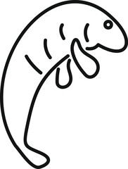 Sticker - Simple line drawing of a dugong swimming upwards, perfect for any ocean related design