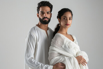 Canvas Print - young indian couple standing together