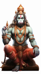 Poster - lord hanuman sitting on white background