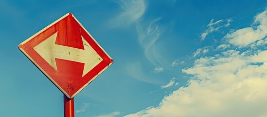 Fototapete - A T-junction traffic sign with copy space image is displayed.