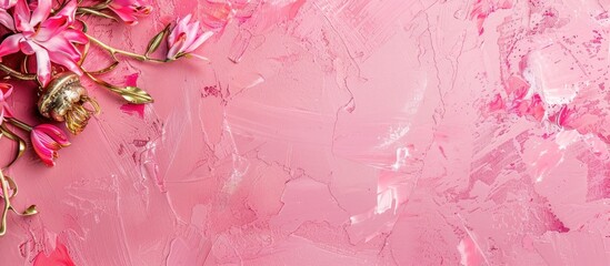Poster - Pink background with room for text in a lovely Purim-themed image. with copy space image. Place for adding text or design