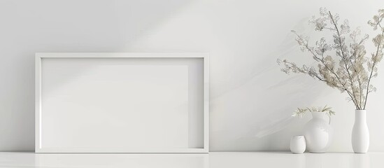 Wall Mural - white  modern  photo frame isolated on white background. with copy space image. Place for adding text or design