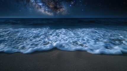 Poster - Serene night beach scene with starry sky