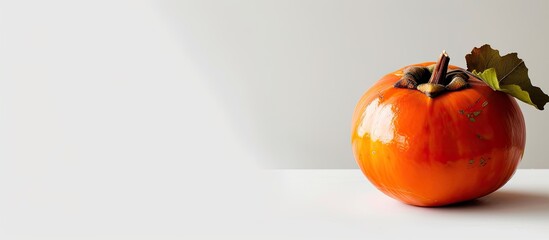 Aufkleber - A ripe persimmon fruit displayed on a white background with copy space image.