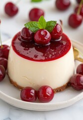 Wall Mural - Delicious cherry cheesecake dessert