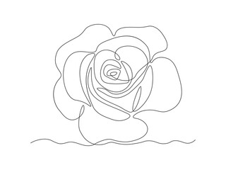 Wall Mural - Abstract rose flower, continuous single line art drawing sketch, logo