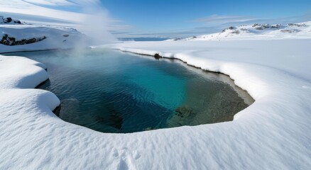 Wall Mural - Serene winter landscape with turquoise lake