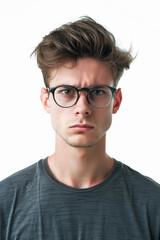 Canvas Print - young handsome man wearing eyeglasses on white background