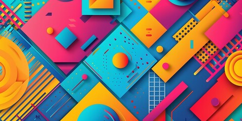 Abstract colorful geometric background with retro patterns and shapes, colorful background, vector illustration design, digital art, colorful, colorful geometric, colorful pattern, vibrant colors