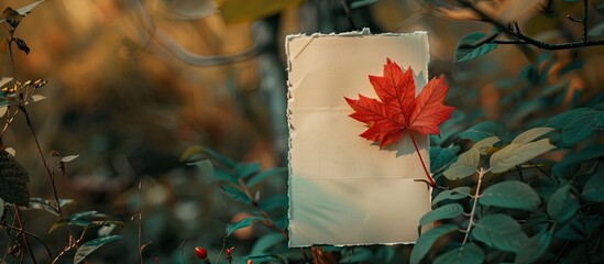 Poster - Blank note with a nature-themed backdrop for a copy space image.