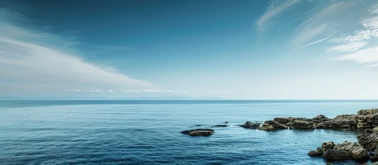 Poster - Coastal view showcasing a serene seascape with ample copy space image.