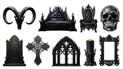 Wall Mural - PNG Gothic object element set, transparent background