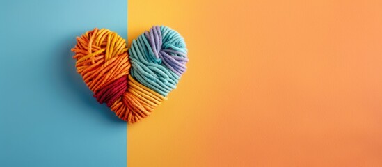 Poster - Heart-shaped craft with copy space image on colorful backdrop.