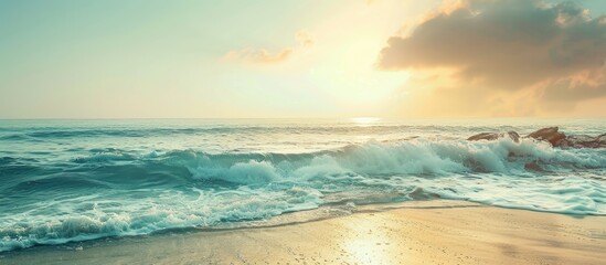 Poster - Coastal view showcasing a serene seascape with ample copy space image.
