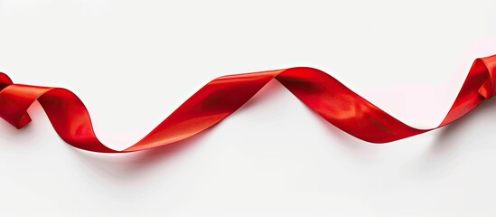 Poster - A bright red ribbon set against a clear white backdrop with copy space image available for custom designs.