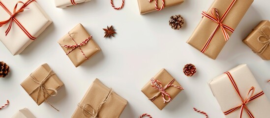 Poster - Several gift boxes with empty copy space image on a white background.