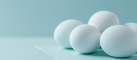 Aufkleber - Copy space image with white eggs against a paper background.