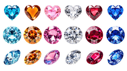 Wall Mural - Gemstone jewelry diamond png element set, transparent background