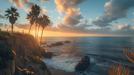 Wall Mural - A palm tree is on the beach next to the ocean