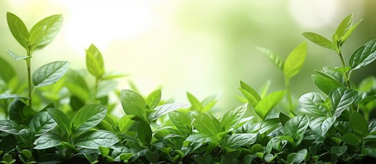 Wall Mural - Green Leaves in Soft Sunlight