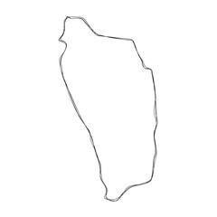 Canvas Print - Dominica country simplified map.Thin triple pencil sketch outline isolated on white background. Simple vector icon