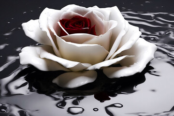 Canvas Print - White Rose in Water