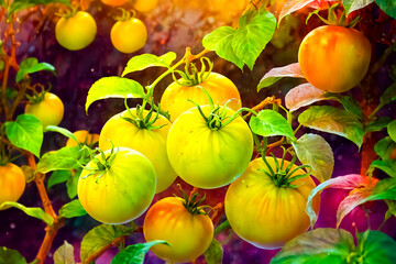 Ripe Yellow Tomatoes on Vine
