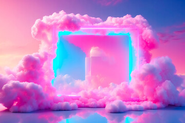 Poster - Abstract Neon Cloud with Glow Frame