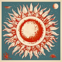 Sticker - Abstract Illustration of the Sun in White and Blue