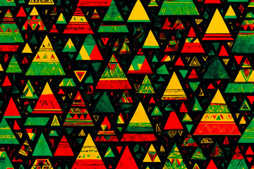 Poster - Abstract Pattern with Triangles in Red, Yellow and Green