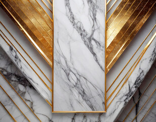Sticker - Luxury background with white marble waves, golden glitter and lines
