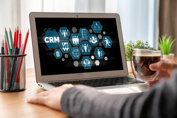 Customer relationship management system on modish computer for CRM business and enterprise