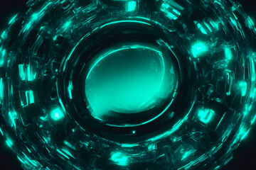 Sticker - Abstract Green Sphere With Glowing Lines