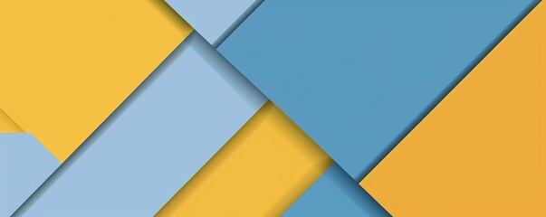 Poster - Geometric abstract background with overlapping yellow and blue shapes